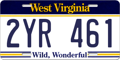 WV license plate 2YR461