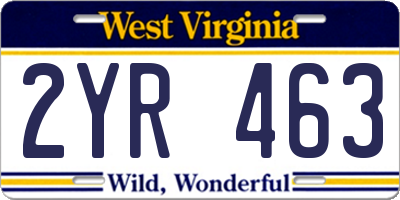 WV license plate 2YR463