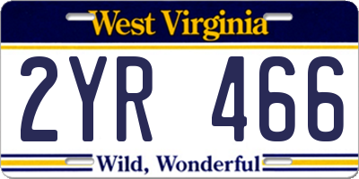 WV license plate 2YR466
