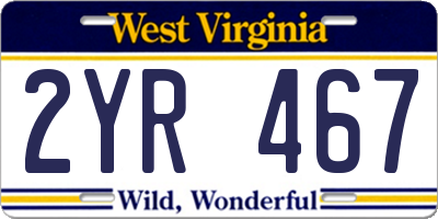 WV license plate 2YR467
