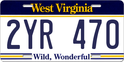 WV license plate 2YR470
