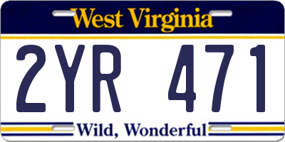 WV license plate 2YR471