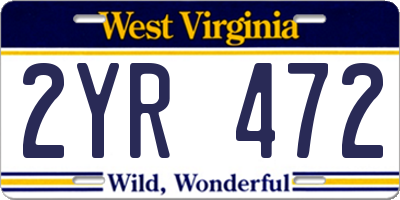 WV license plate 2YR472