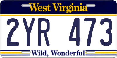 WV license plate 2YR473