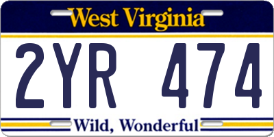 WV license plate 2YR474
