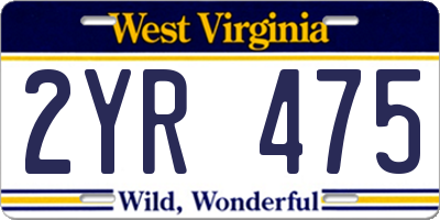 WV license plate 2YR475