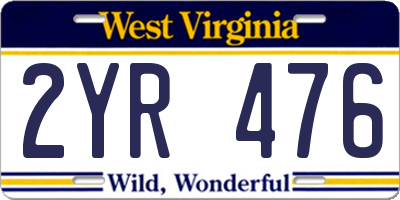 WV license plate 2YR476