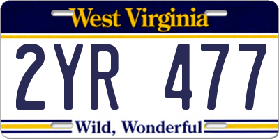 WV license plate 2YR477