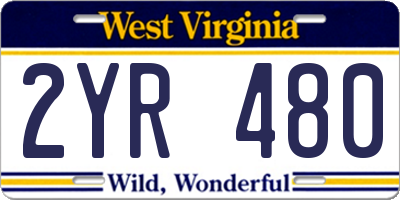 WV license plate 2YR480