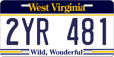 WV license plate 2YR481