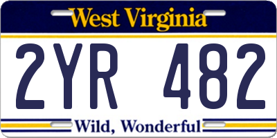 WV license plate 2YR482