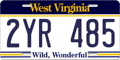 WV license plate 2YR485
