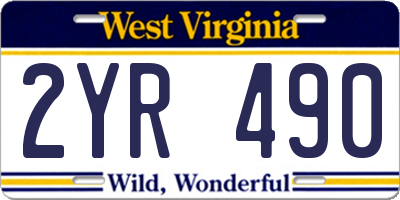 WV license plate 2YR490