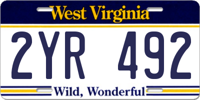 WV license plate 2YR492