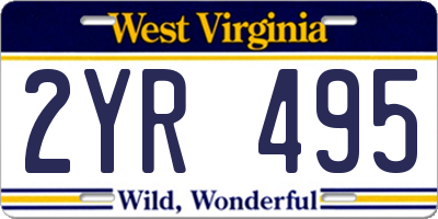 WV license plate 2YR495
