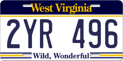 WV license plate 2YR496