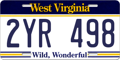 WV license plate 2YR498