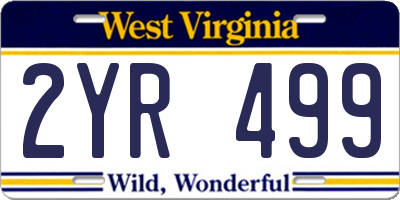WV license plate 2YR499