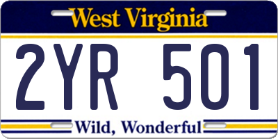 WV license plate 2YR501