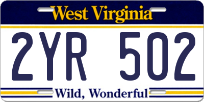 WV license plate 2YR502