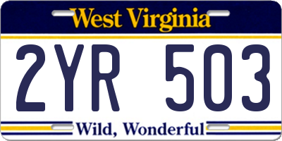 WV license plate 2YR503