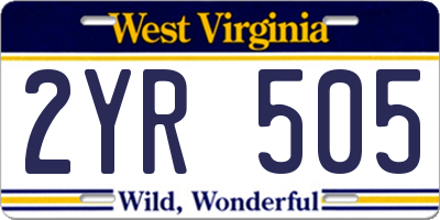 WV license plate 2YR505