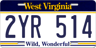WV license plate 2YR514