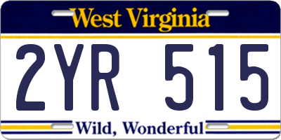 WV license plate 2YR515