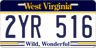 WV license plate 2YR516
