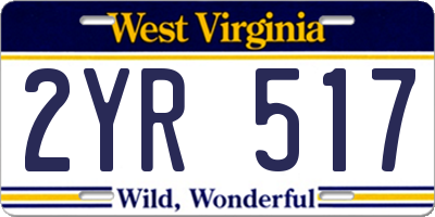 WV license plate 2YR517