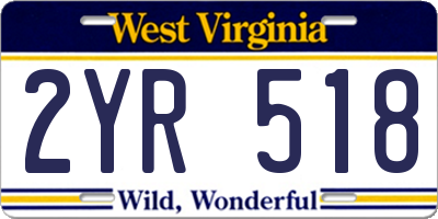 WV license plate 2YR518
