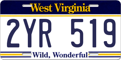WV license plate 2YR519