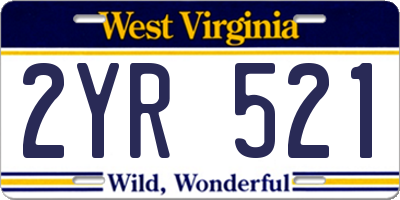 WV license plate 2YR521