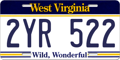 WV license plate 2YR522