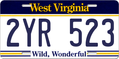 WV license plate 2YR523