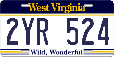 WV license plate 2YR524