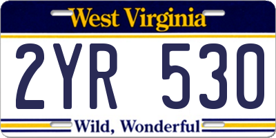 WV license plate 2YR530