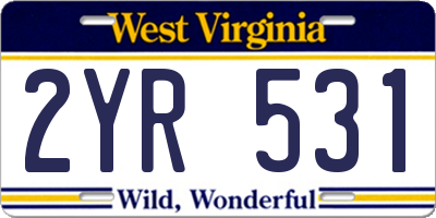 WV license plate 2YR531