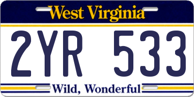 WV license plate 2YR533