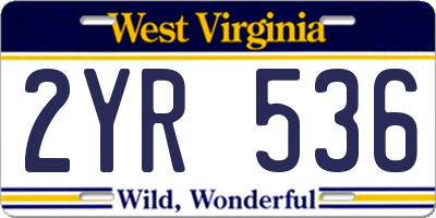 WV license plate 2YR536
