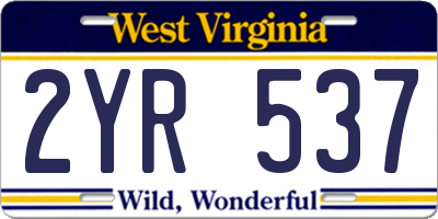 WV license plate 2YR537