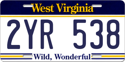 WV license plate 2YR538