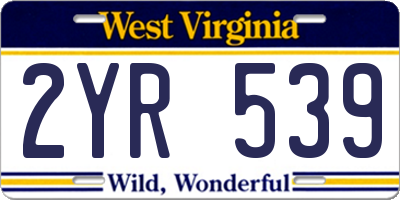WV license plate 2YR539