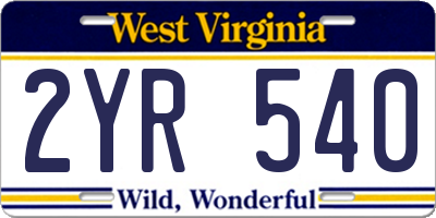WV license plate 2YR540