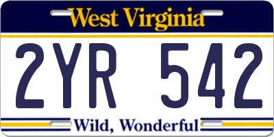 WV license plate 2YR542
