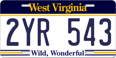 WV license plate 2YR543