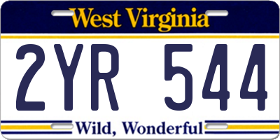 WV license plate 2YR544