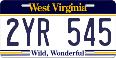 WV license plate 2YR545