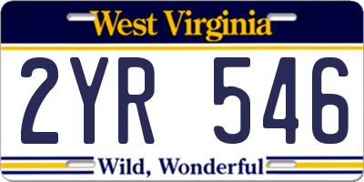 WV license plate 2YR546