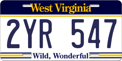 WV license plate 2YR547